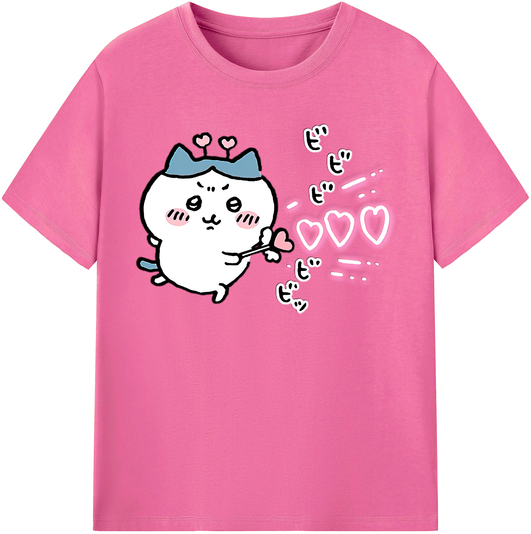 （画像用） ちいかわ ハチワレ Chii-kawa hachiware レディースカジュアルプリントTシャツ（綿100％）